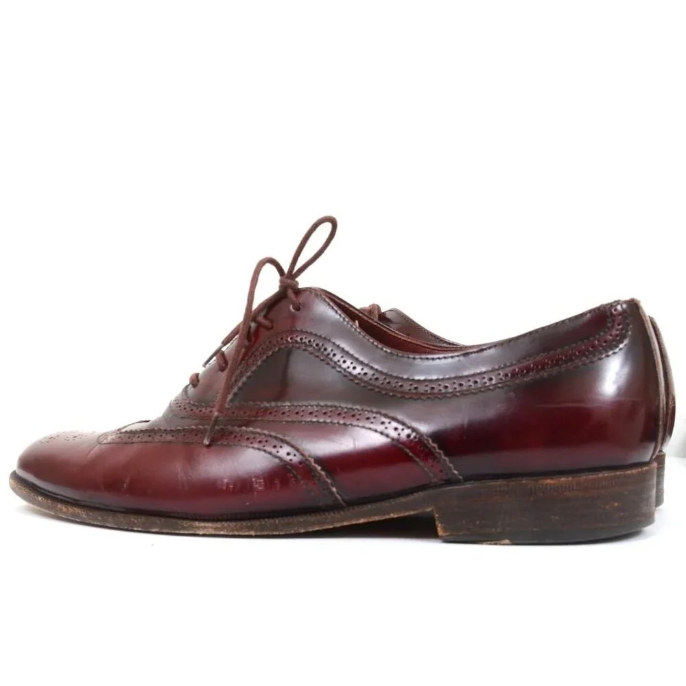 Mario Bruni Mens Size 9W Burgundy Leather Cap-Toe Oxford Loafer FREE SHOE TREES!
